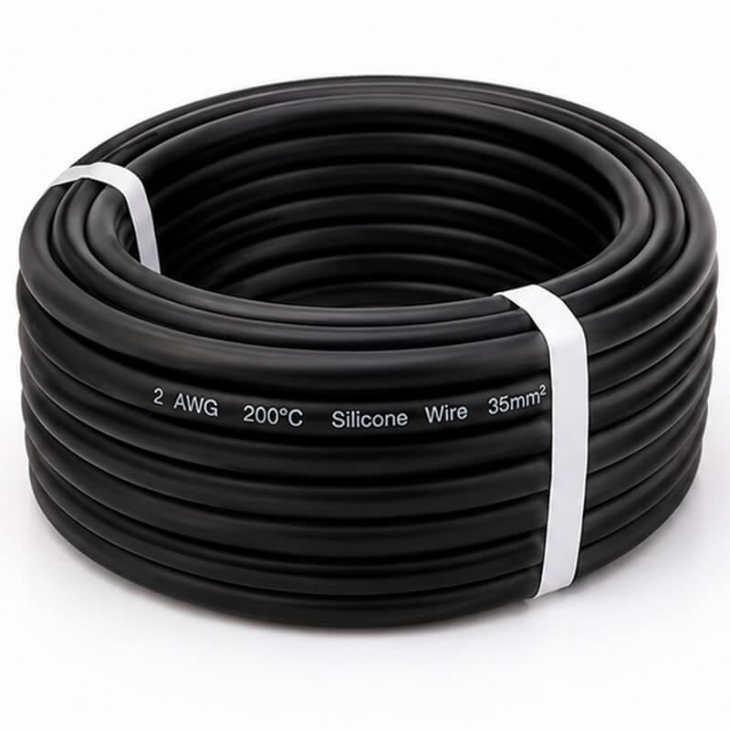 Силіконовий кабель 2 AWG 35 мм² чорний мідний гнучкий для АКБ та інвертора