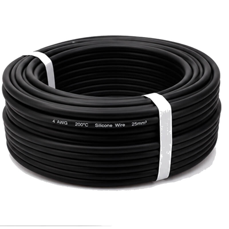 Силіконовий кабель 4 AWG 25 мм² чорний мідний гнучкий для АКБ та інвертора