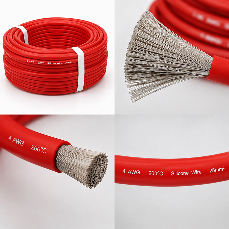Кабель 4 AWG 25 мм² червоний силіконовий мідний для АКБ, інвертора