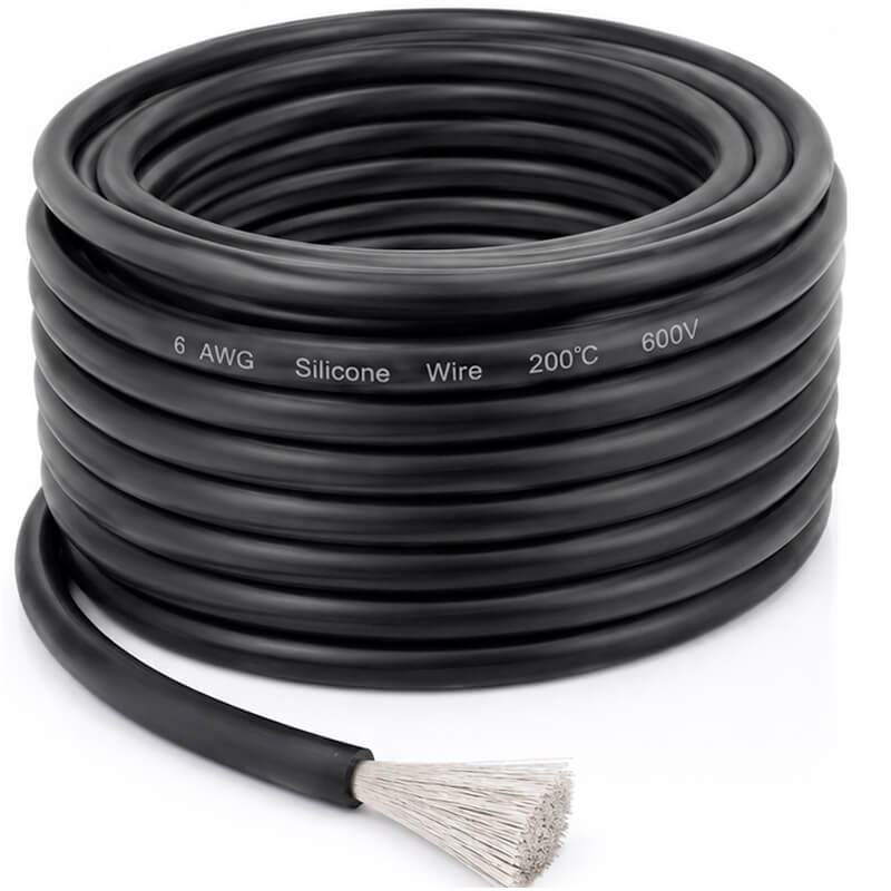 Силіконовий кабель 6 AWG 16 мм² чорний мідний гнучкий для АКБ та інвертора