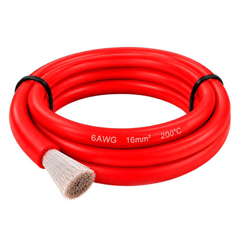Силіконовий кабель 6 AWG 16 мм² червоний мідний гнучкий для АКБ та інвертора