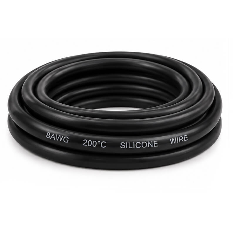Силіконовий кабель 8 AWG 8 мм² чорний мідний гнучкий для АКБ та інвертора